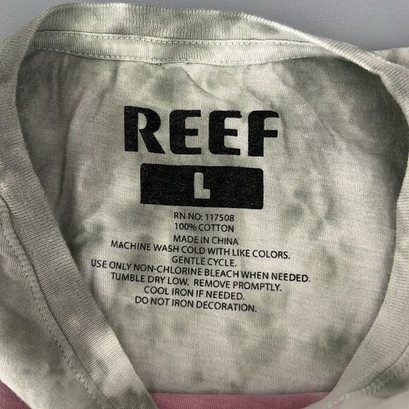 New Reef HURRICONE • CROPPED SS CREW Tie-Dye Cotton Tee Size L - Picture 3 of 7